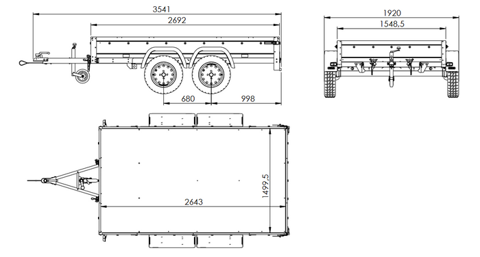 Przyczepka dwuosiowa 264x150 UNITRAILER GARDEN 265/2 KIPP