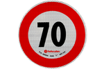 Naklejka nalepka odblaskowa LAMPA ograniczenie prędkości do 70 km/h znak B-33