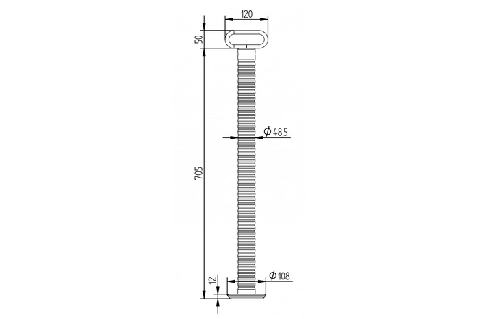 Podpora stała z rurą karbowaną KNOTT 6D6585.001 do przyczepy lawety 800kg 48mm 705mm