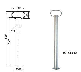 Podpora stała WINTERHOFF RSR48-600 do przyczepy lawety 150kg 48mm 600mm