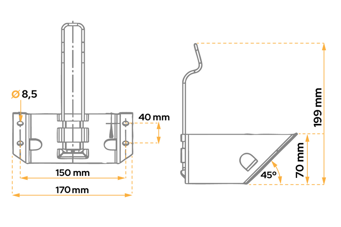 Klin pod koła z uchwytem do mocowania AL-KO UK36 h:160mm