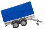 Przyczepka dwuosiowa 264x150 UNITRAILER GARDEN 265/2 KIPP ze stelażem H-1100 i pokrowcem niebieskim
