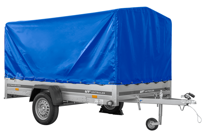 Przyczepka jednoosiowa 264x150 UNITRAILER GARDEN 265 KIPP ze stelażem H-1100 i pokrowcem niebieskim