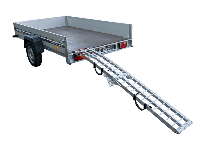 Najazd składany UNITRAILER ALR002 rampa najazdowa aluminiowa do przyczepy lawety 221cm 340kg z pasem